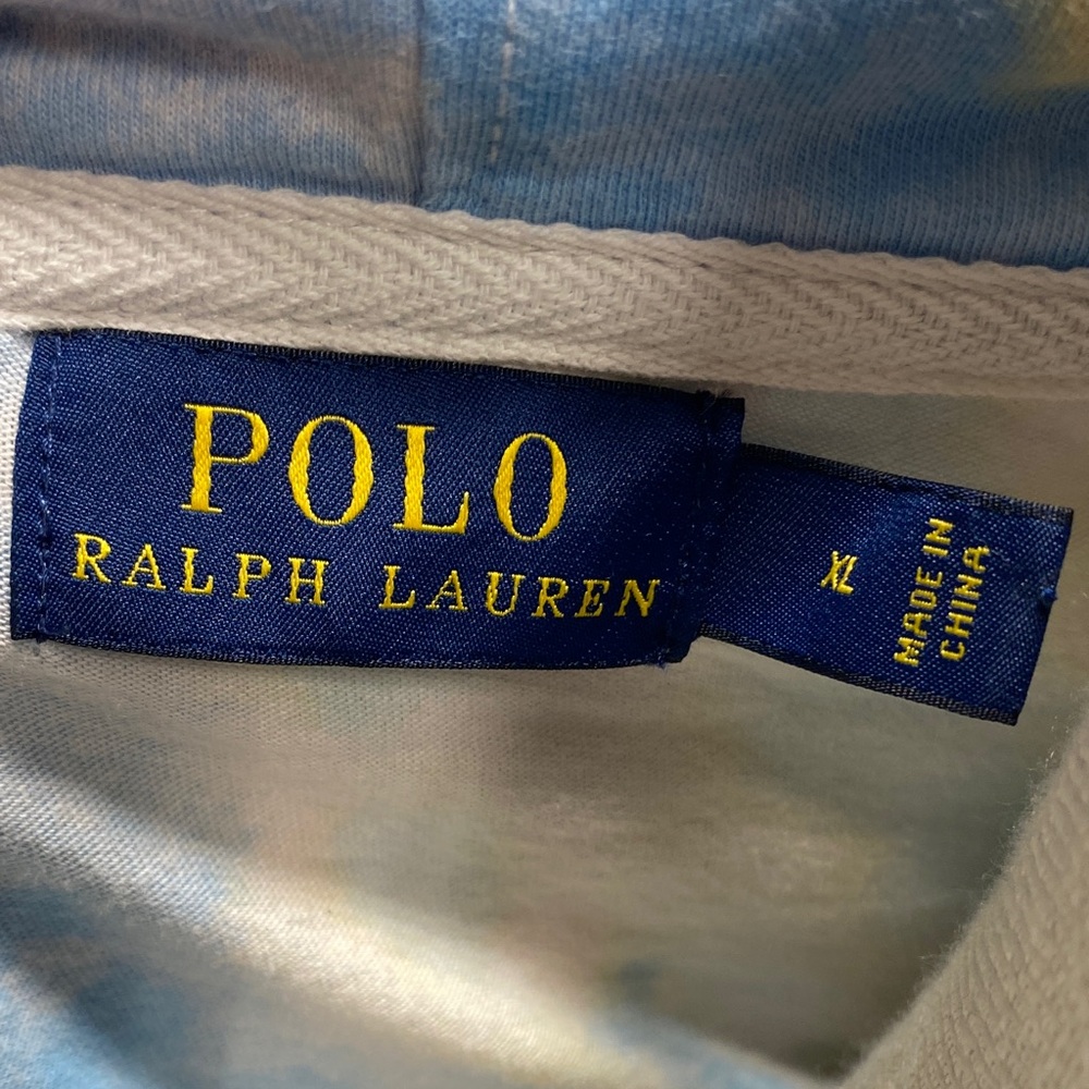 Polo Ralph Lauren size XL Blue Pink yellow and White tie dye hoodie dress casual - Picture 2 of 16
